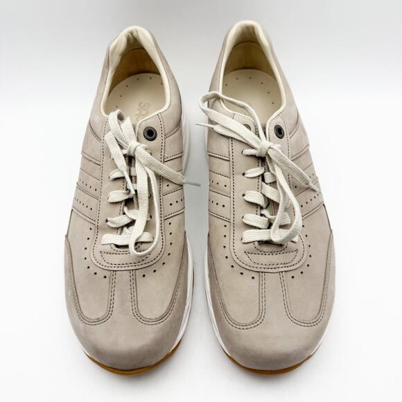 SAS Mens Camino Sneaker US Size 9.5 Wide Taupe Leather Lace Up NIB - Picture 5 of 13